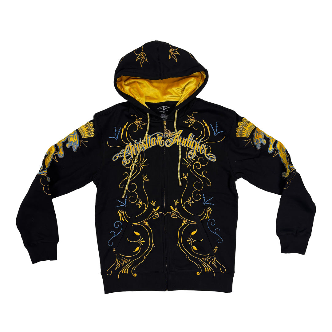 ★送料無料★豹✨CHRISTIAN AUDIGIER　ブラックパンサー パーカー Panthers & Crown Zip Hoodie – Christian Audigier