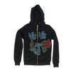Black Skull and Rose Zip Hoodie by Christian Audigier