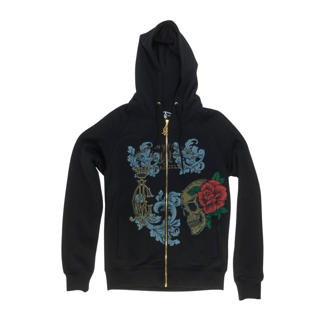 Skull & Rose Zip Hoodie
