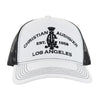 White and black Los Angeles Snapback Hat by Christian Audigier
